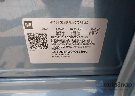 2023 Cadillac Ct5 Premium Luxury from USA, damaged, VIN 1G6DN5RW0P0118991